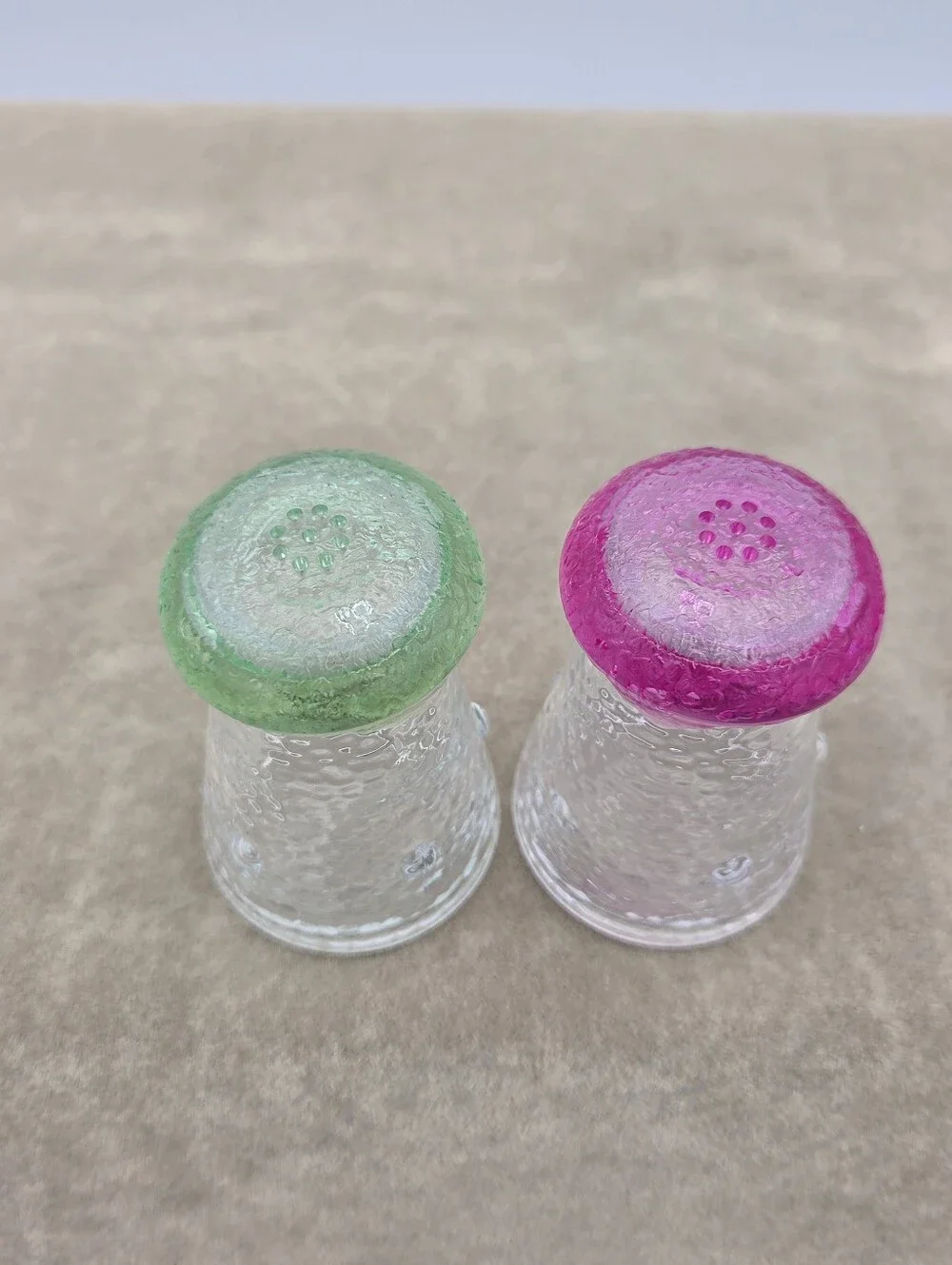 Pink & Green Mushroom Salt and Pepper Shakers Unique Cottagecore Fairycore Decor